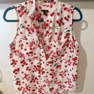 Ann Taylor | sleeveless cherry print top | Medium